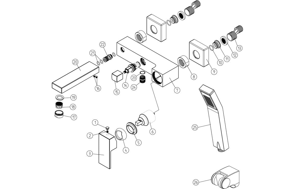 Sabira Zacara Wall Mounted Shower Mixer & Shower Kit