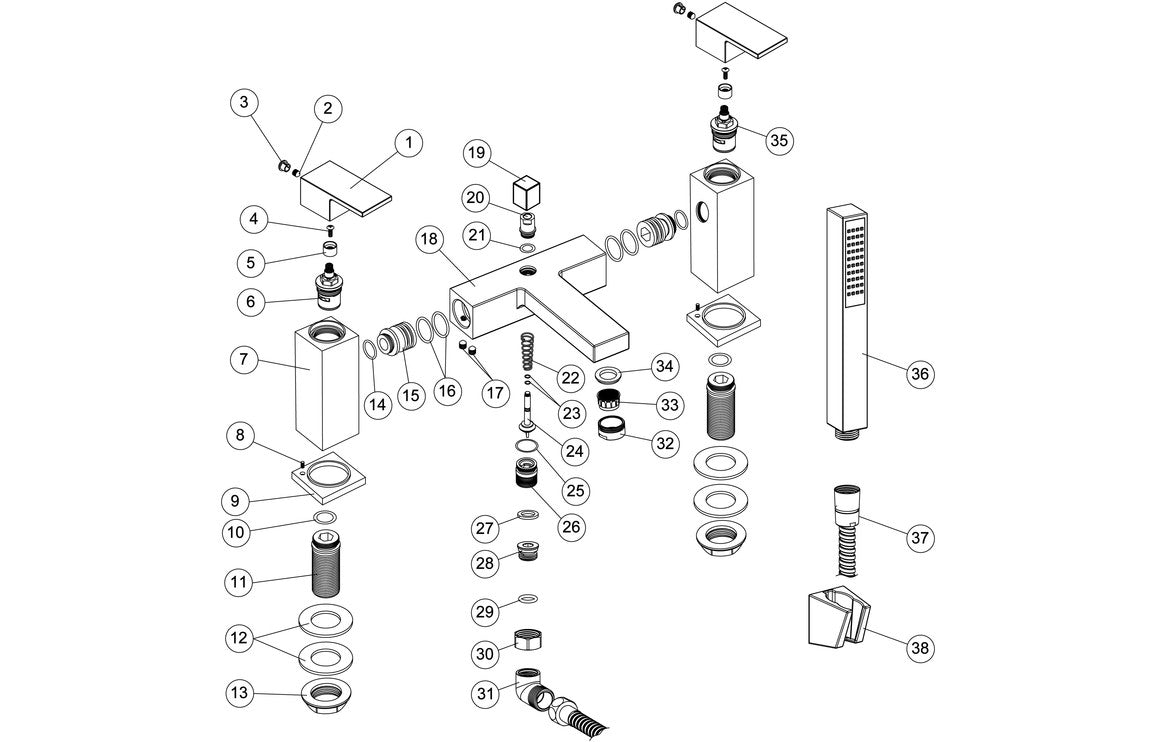 Sabira Zacara Bath/Shower Mixer & Shower Kit