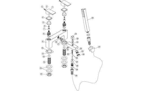 Sabira Ponza Bath/Shower Mixer & Bracket