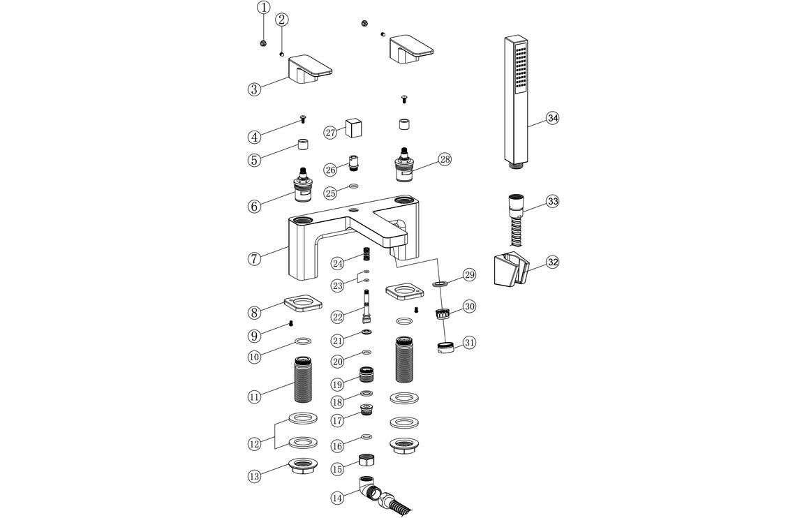 Sabira Adria Bath/Shower Mixer & Bracket