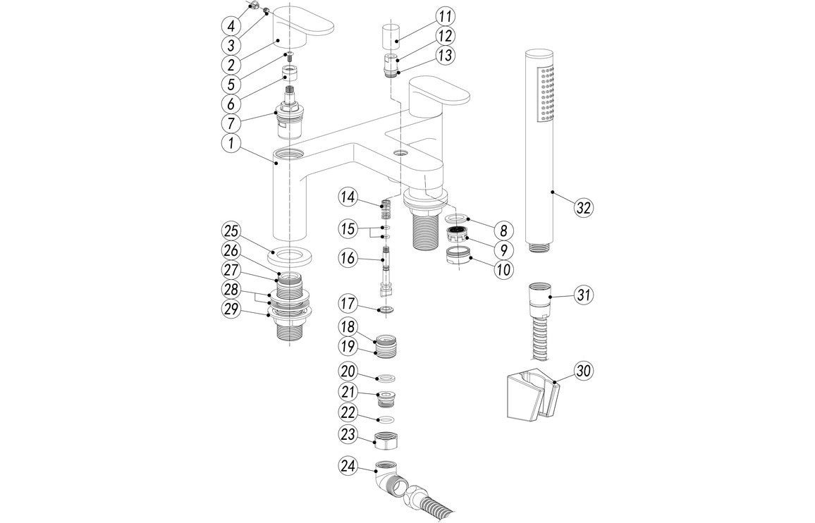 Sabira Santo Bath/Shower Mixer & Bracket