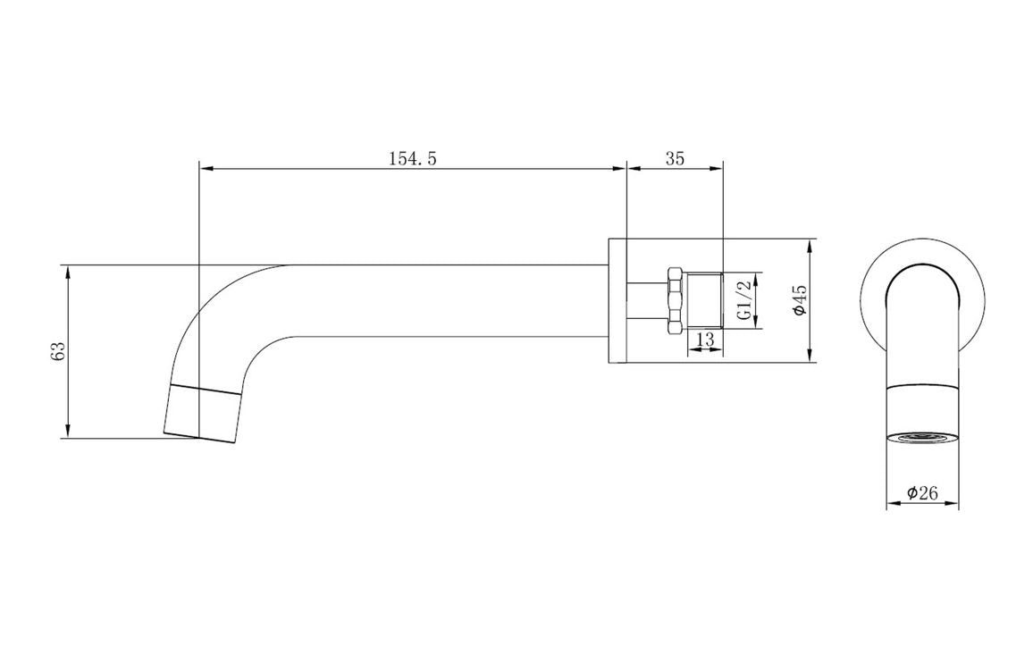 Sabira Pescara 155mm Wall Mounted Basin Mixer