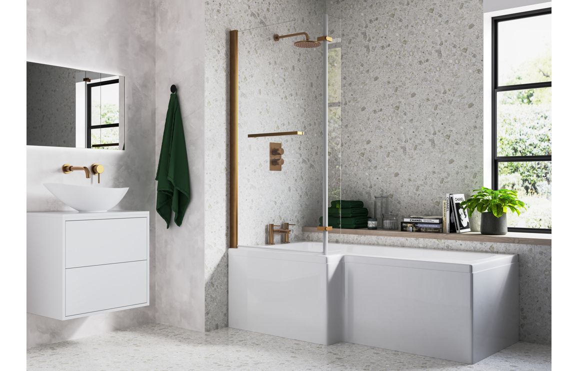 Aura L-Shape Shower Bath Pack 1700x850x560mm