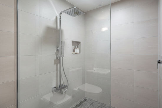 Corvella Thermostatic Bar Shower With Ultra Slim Stainless Shower Drencher Sliding Handset – Corvella Thermostatic Bar Shower with Ultra Slim Stainless Shower Drencher & Sliding Handset | Luxury Bathroom & Radiator Collection by HomeRangeDirect