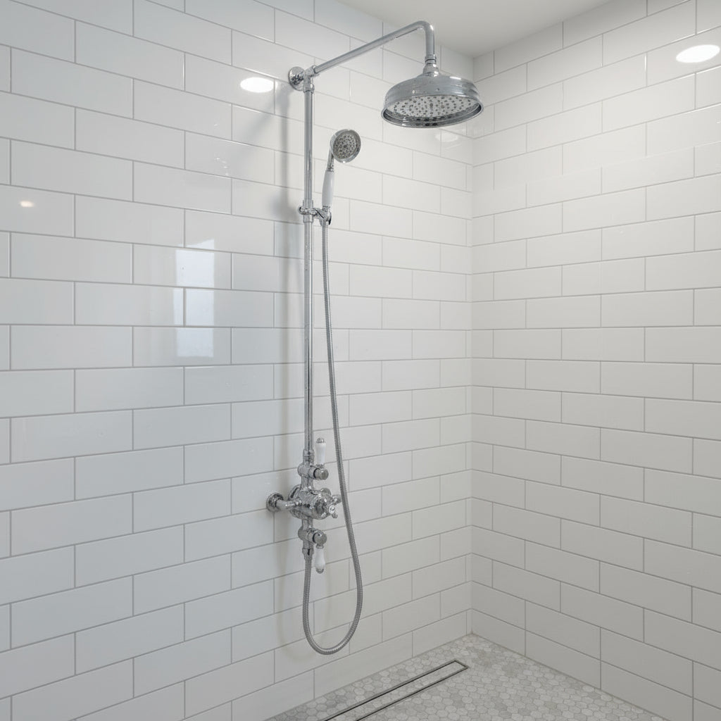 Corvella Thermostatic Shower With Rigid Riser – Corvella Thermo Shower with Rigid Riser | Luxury Bathroom & Radiator Collection by HomeRangeDirect