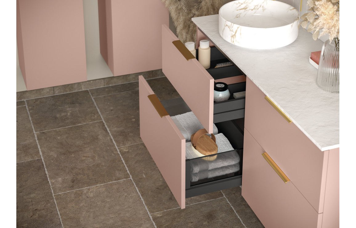 HRD 610mm Wall Hung 2 Drawer Basin Unit & 1TH Basin