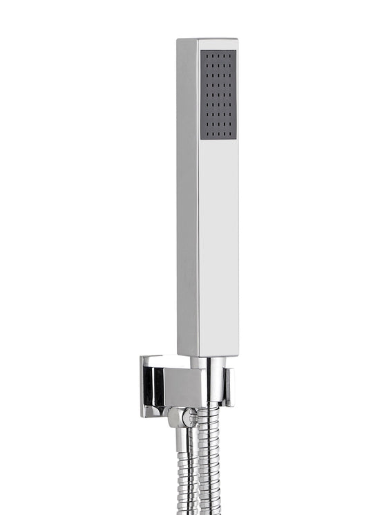 Quorra Square Outlet Elbow With Wall Bracket Handset – Quorra Square Outlet Elbow with Wall Bracket & Handset | Luxury Bathroom & Radiator Collection by HomeRangeDirect