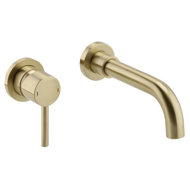 Breno Wall Mounted Basin Mixer Brushed Brass – Breno Wall Mounted Basin Mixer Brushed Brass | Luxury Bathroom & Radiator Collection by HomeRangeDirect