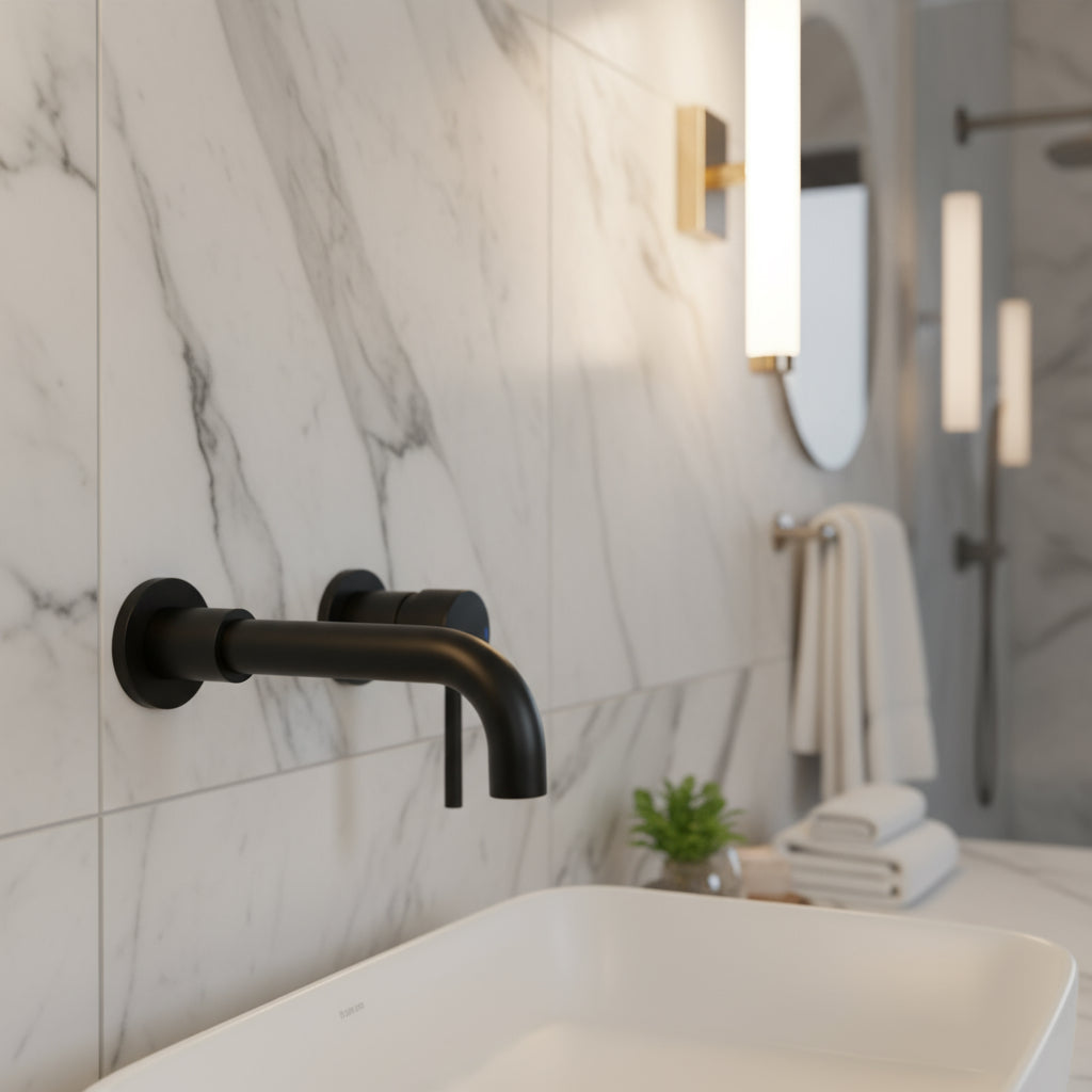 Naro Round Wall Mounted Basin Mixer – Naro Round Wall Mounted Basin Mixer | Luxury Bathroom & Radiator Collection by HomeRangeDirect