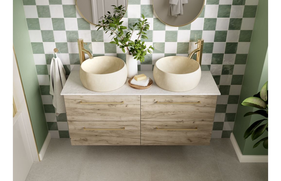 HRD 610mm Wall Hung 2 Drawer Basin Unit & 1TH Basin