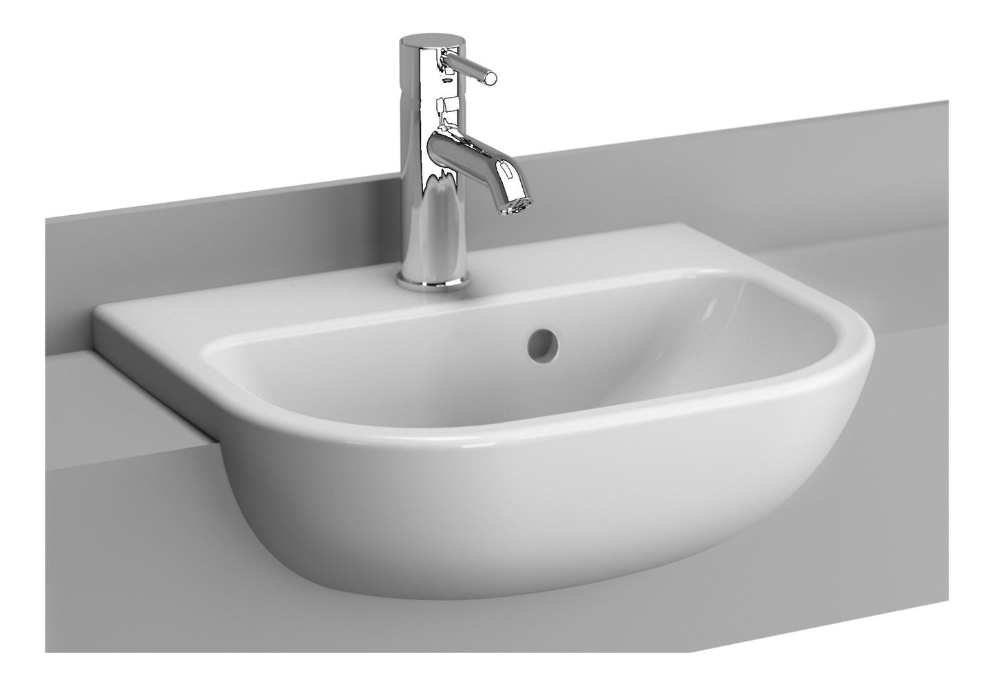 HRD 450x350mm 1TH Semi Recessed Basin