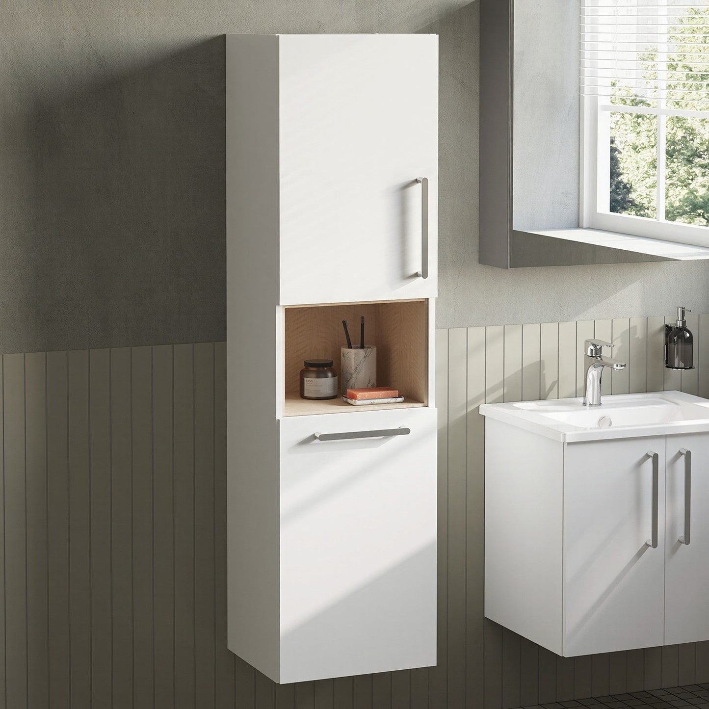 HRD 40cm 2 Door Semi-Tall Unit w/Laundry Basket