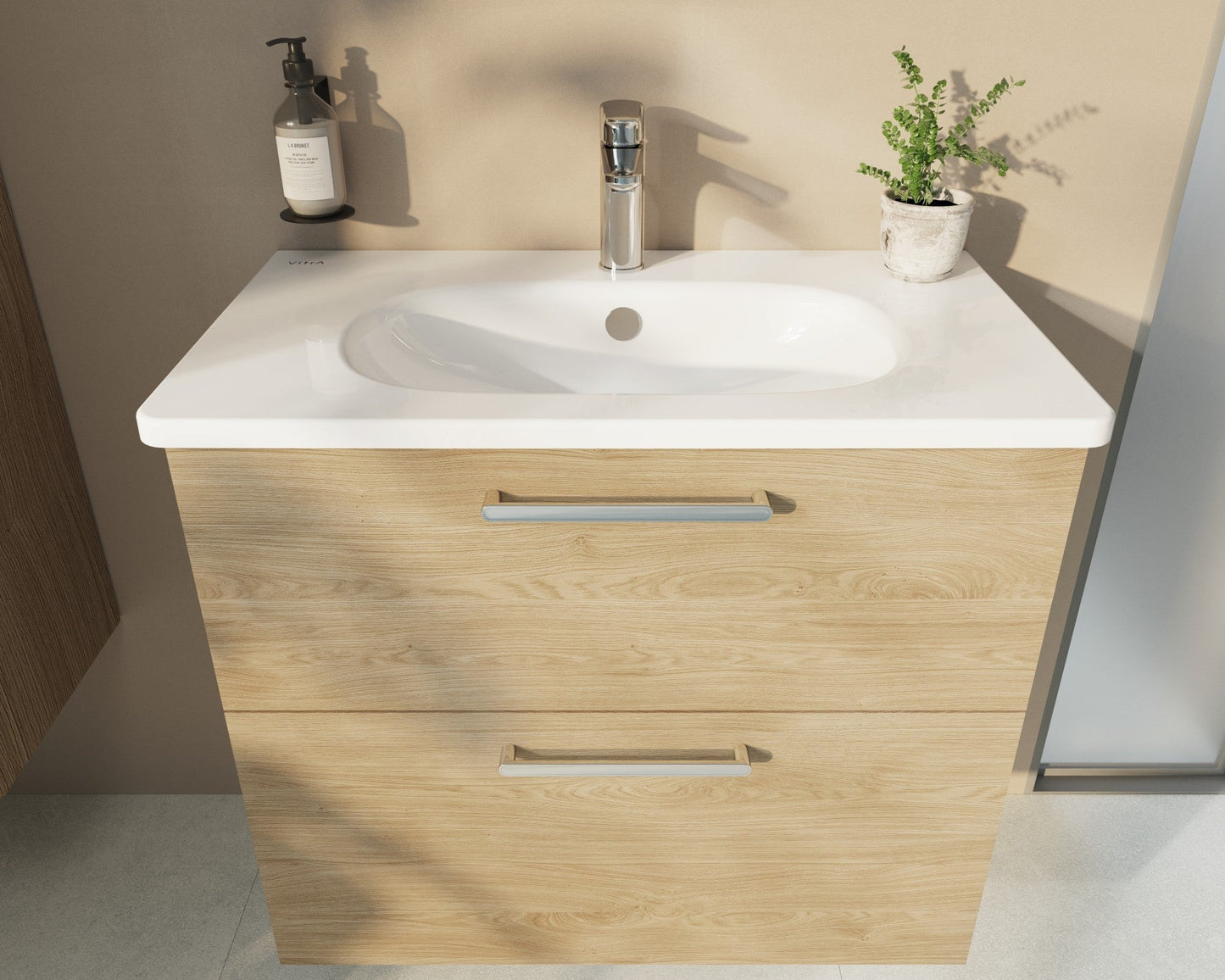 HRD 80cm 2 Drawer Wall Hung Washbasin Unit