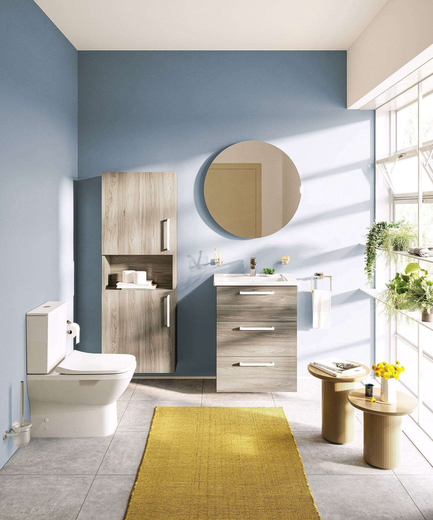 HRD 40cm 2 Door Semi-Tall Unit w/Laundry Basket