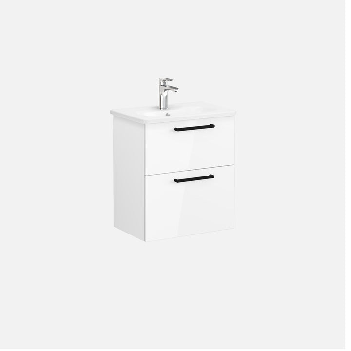 HRD 60cm 2 Drawer Wall Hung Washbasin Unit
