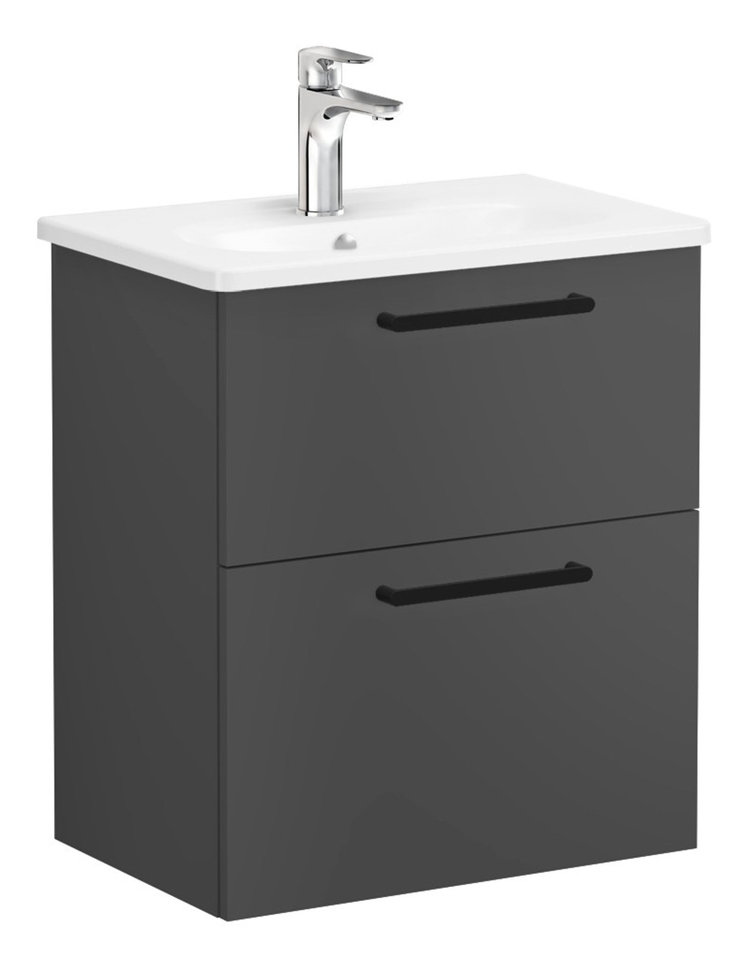 HRD 60cm 2 Drawer Wall Hung Washbasin Unit
