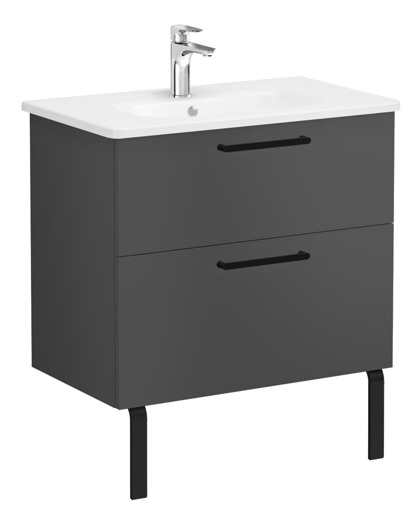HRD 80cm 2 Drawer Wall Hung Washbasin Unit