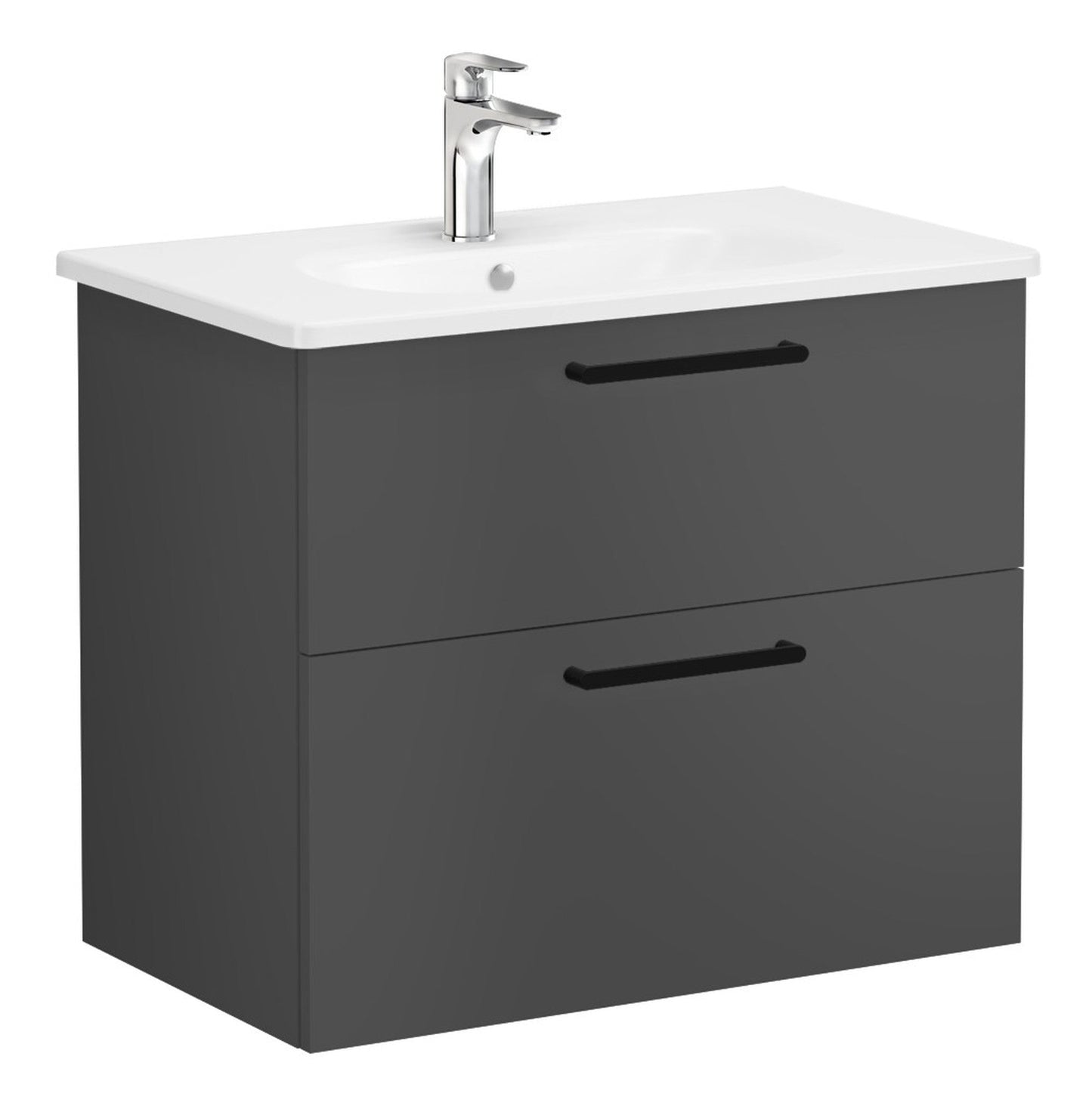 HRD 80cm 2 Drawer Wall Hung Washbasin Unit