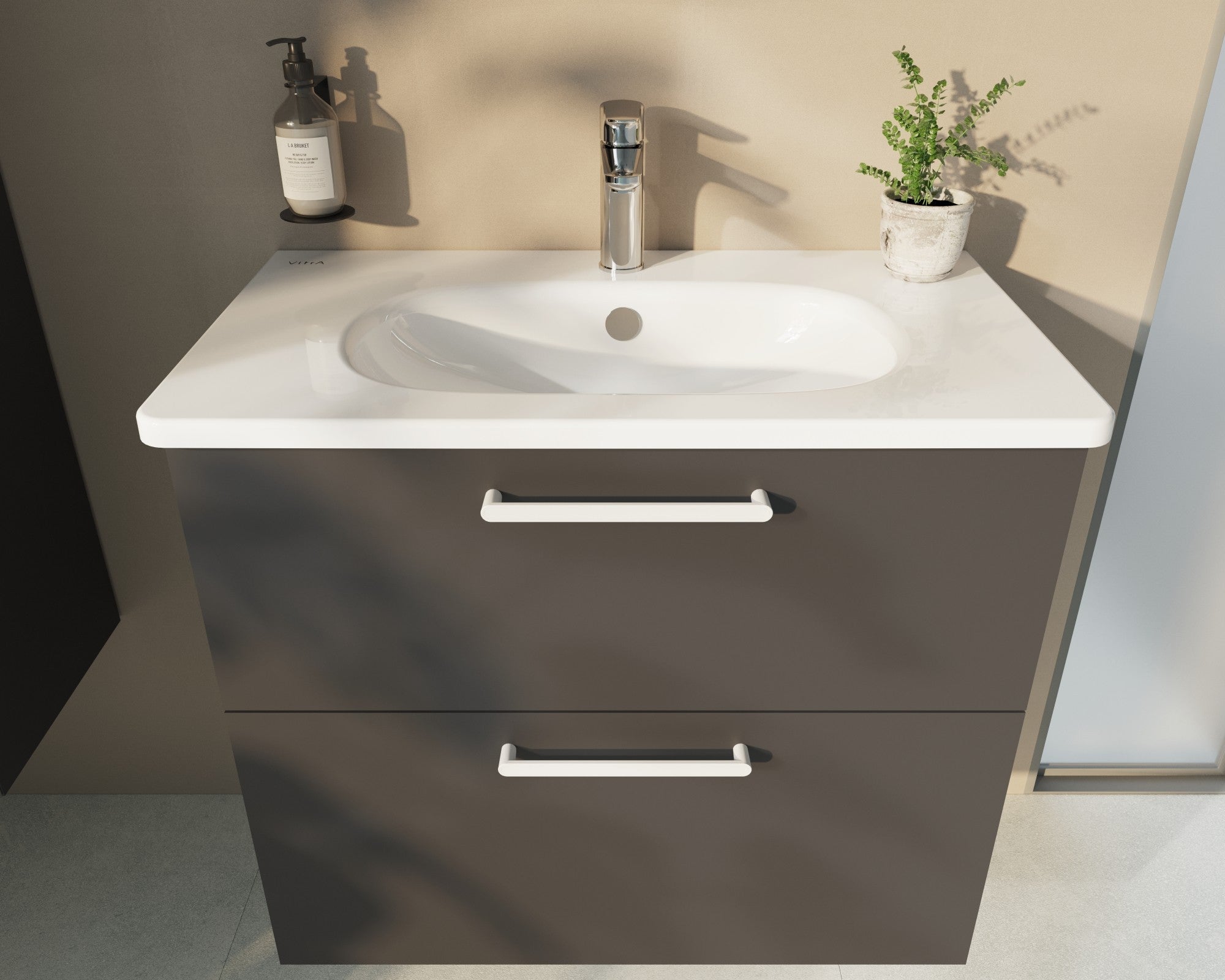 HRD 80cm 2 Drawer Wall Hung Washbasin Unit
