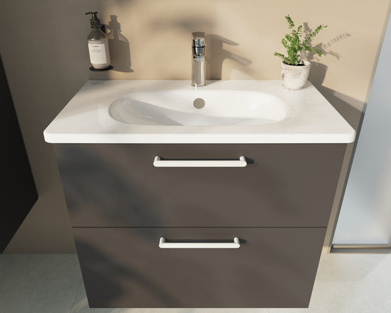 HRD 80cm 2 Drawer Wall Hung Washbasin Unit