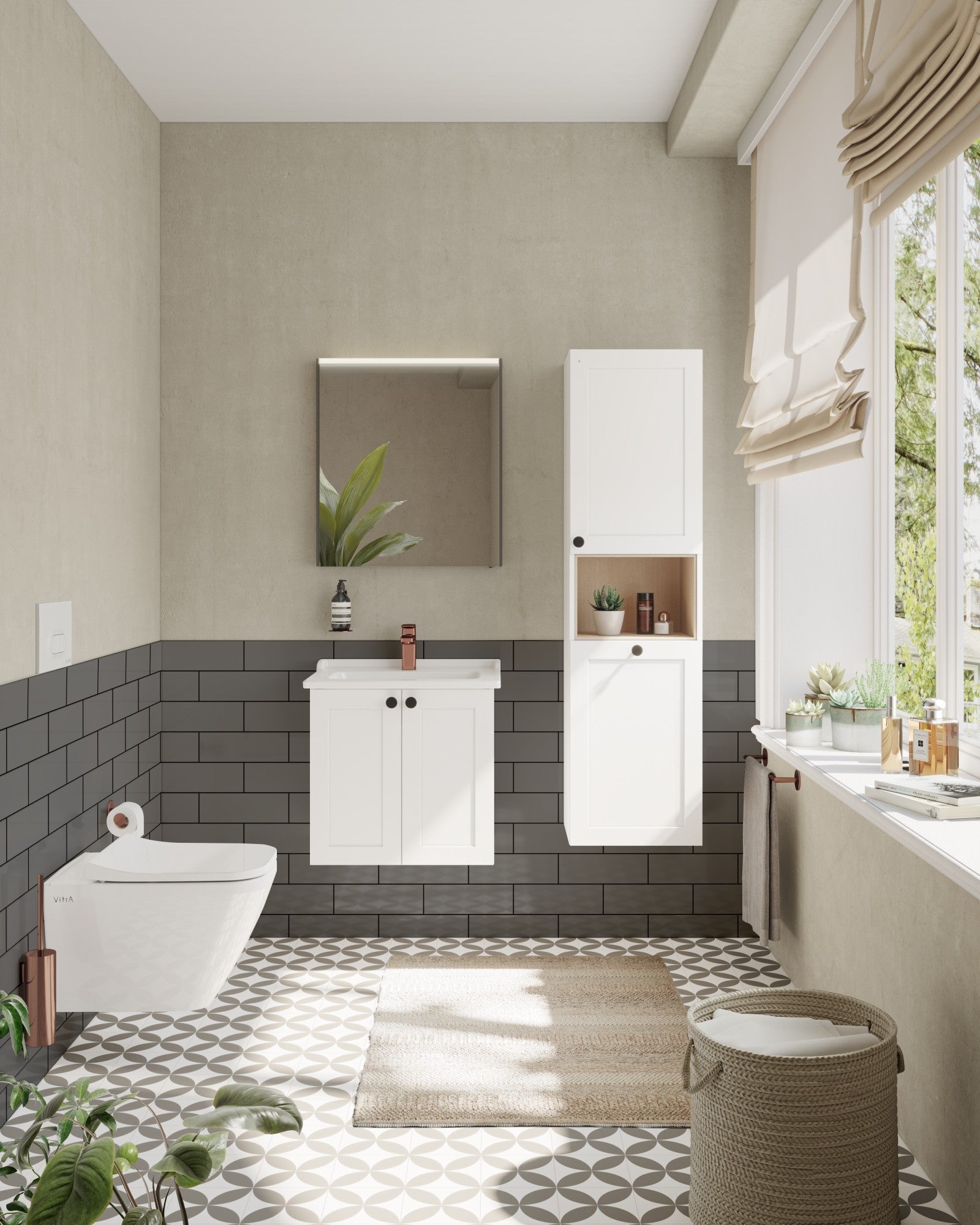 HRD 40cm 2 Door Semi-Tall Unit w/Laundry Basket