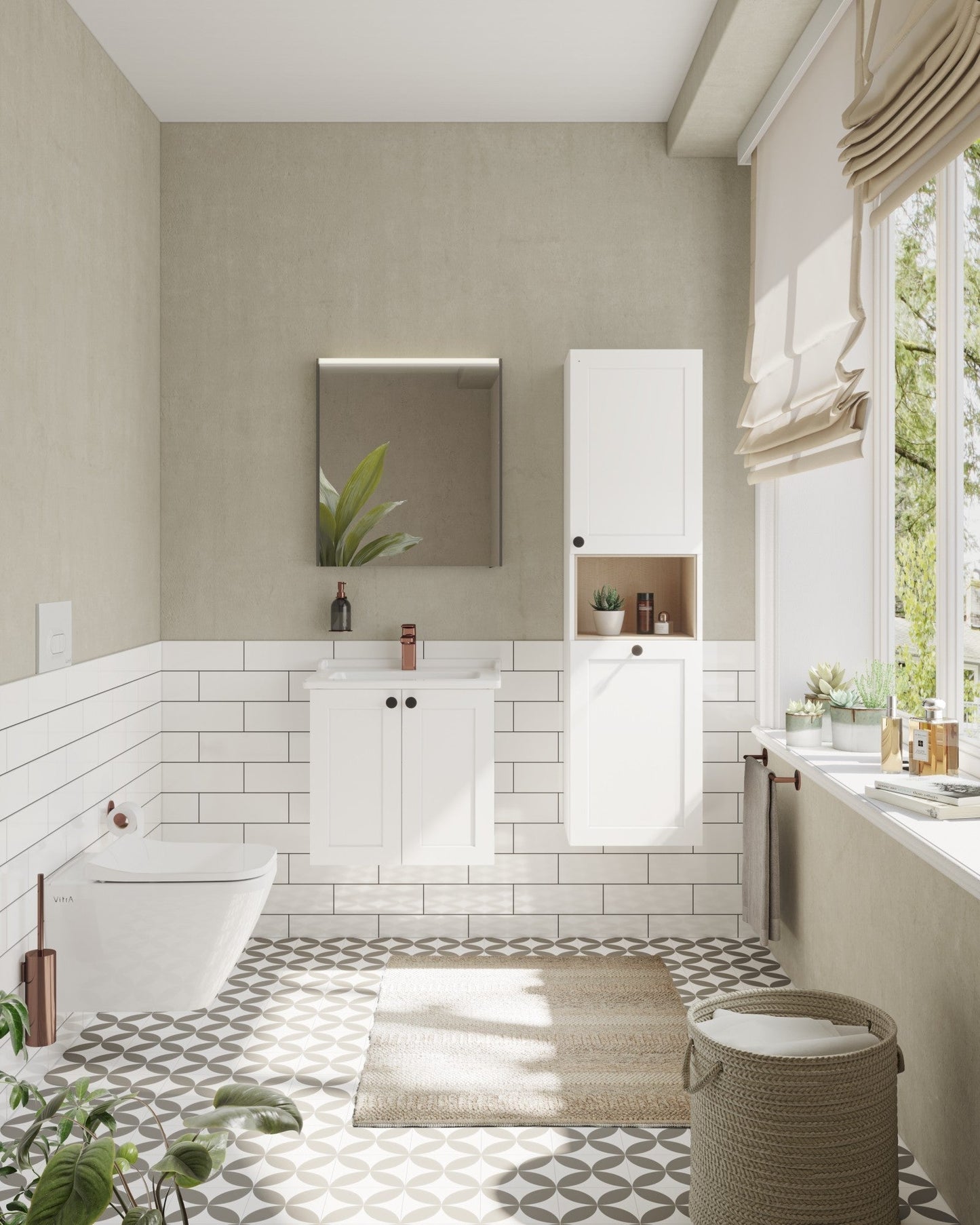 HRD 40cm 2 Door Semi-Tall Unit w/Laundry Basket