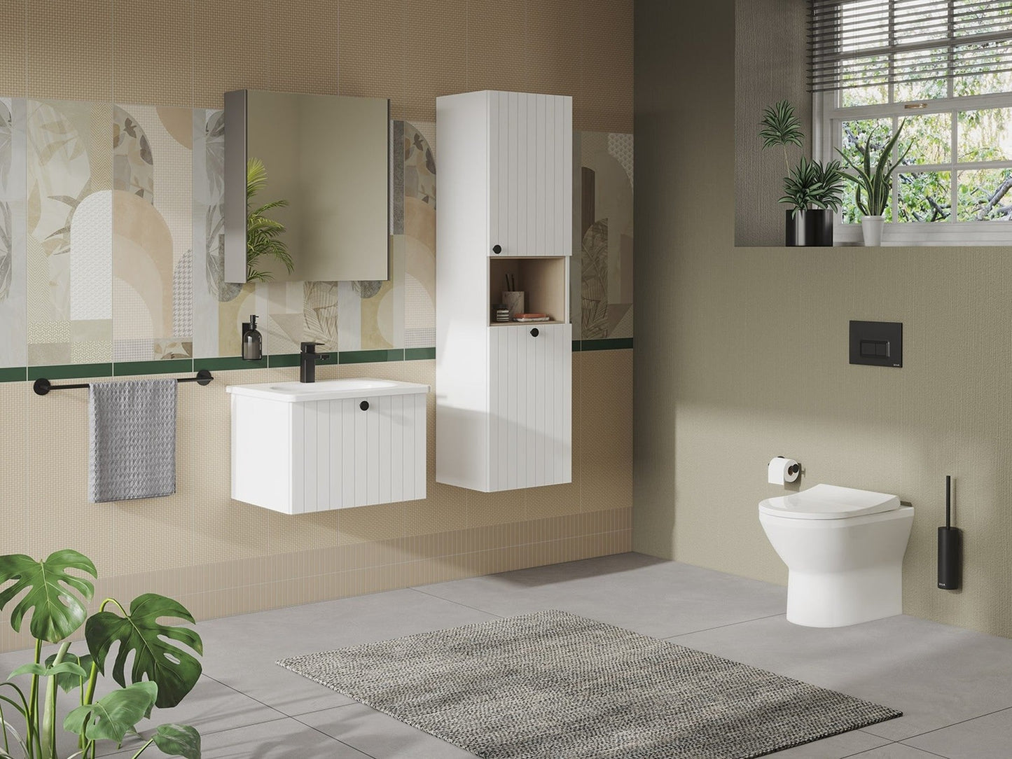 HRD 40cm 2 Door Semi-Tall Unit w/Laundry Basket