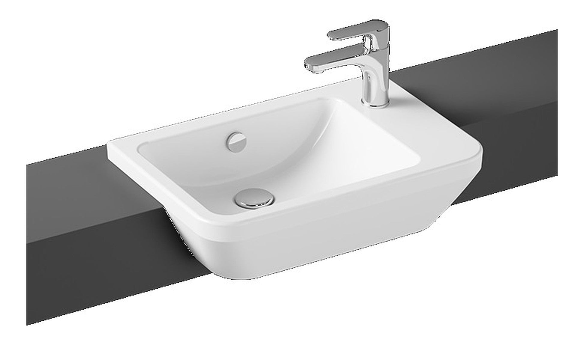 HRD 550x370mm 1TH Semi Recessed Basin (RH)