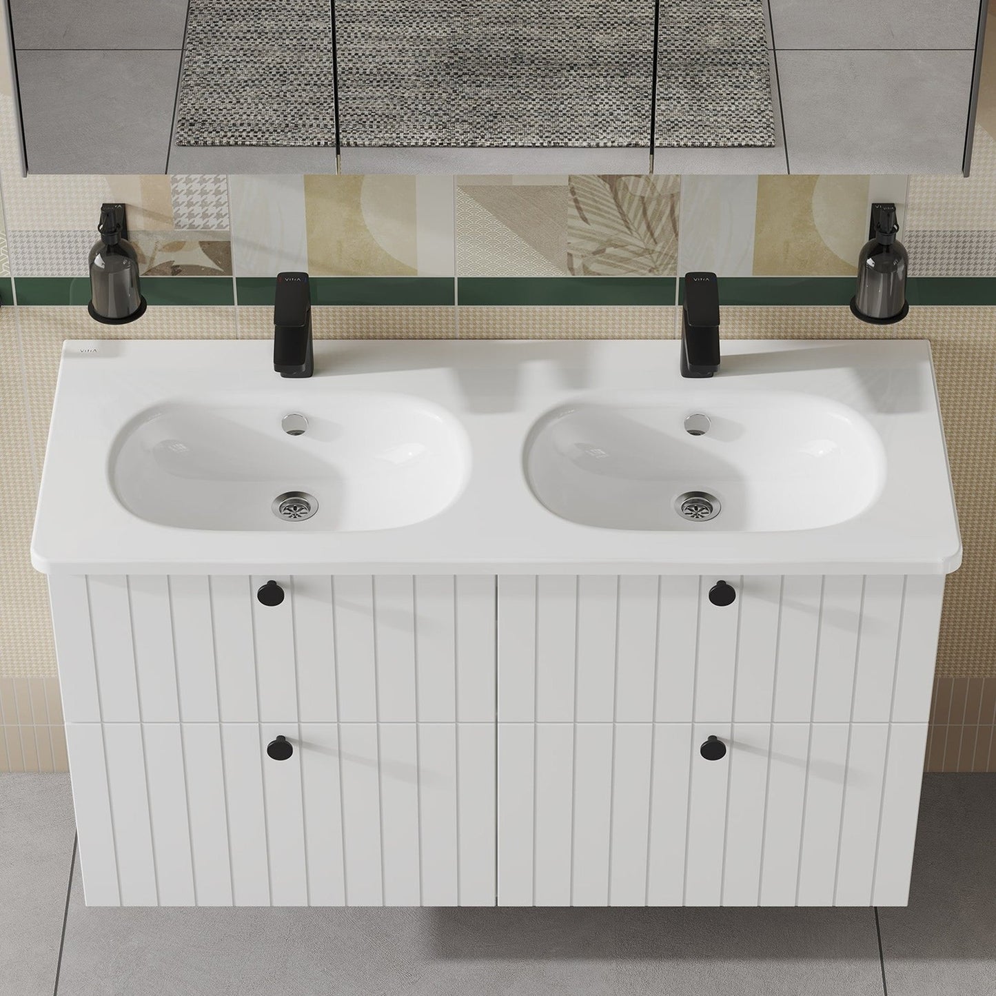 HRD 1200x460mm 2TH Vanity Basin with Overflow