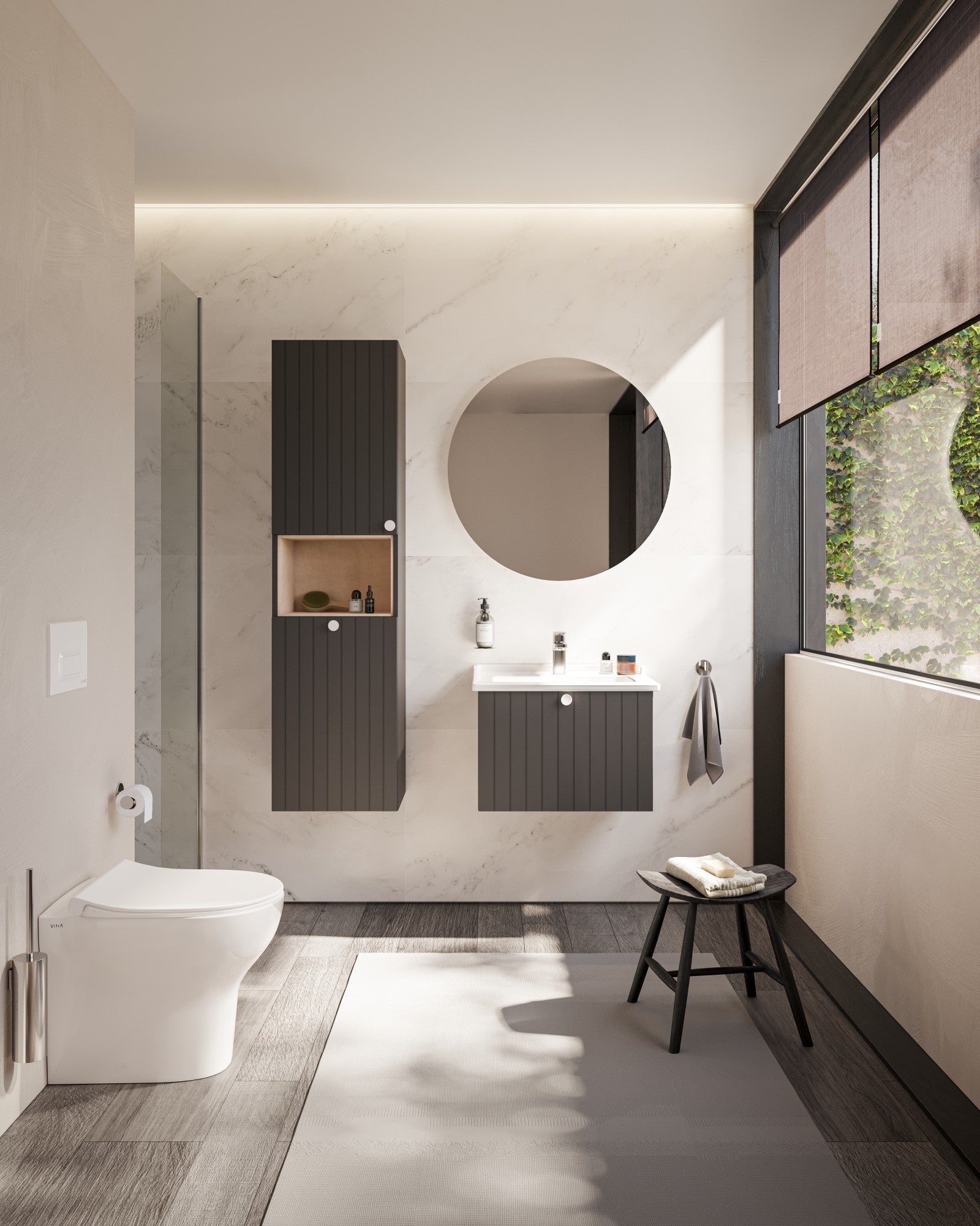 HRD 40cm 2 Door Semi-Tall Unit w/Laundry Basket