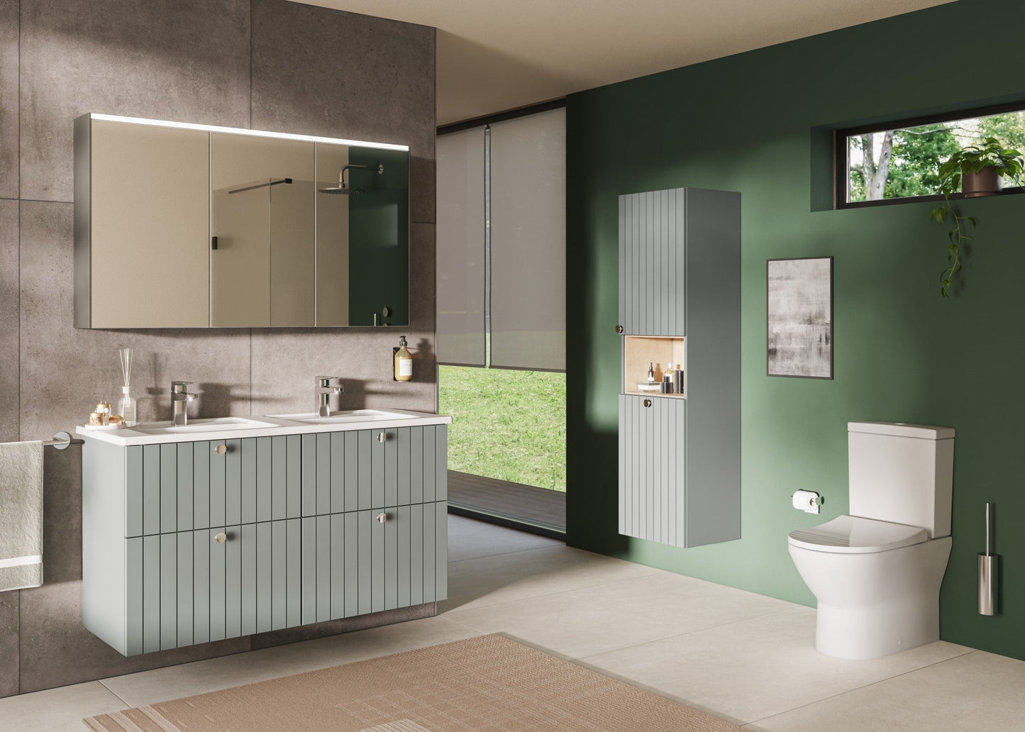 HRD 40cm 2 Door Semi-Tall Unit w/Laundry Basket