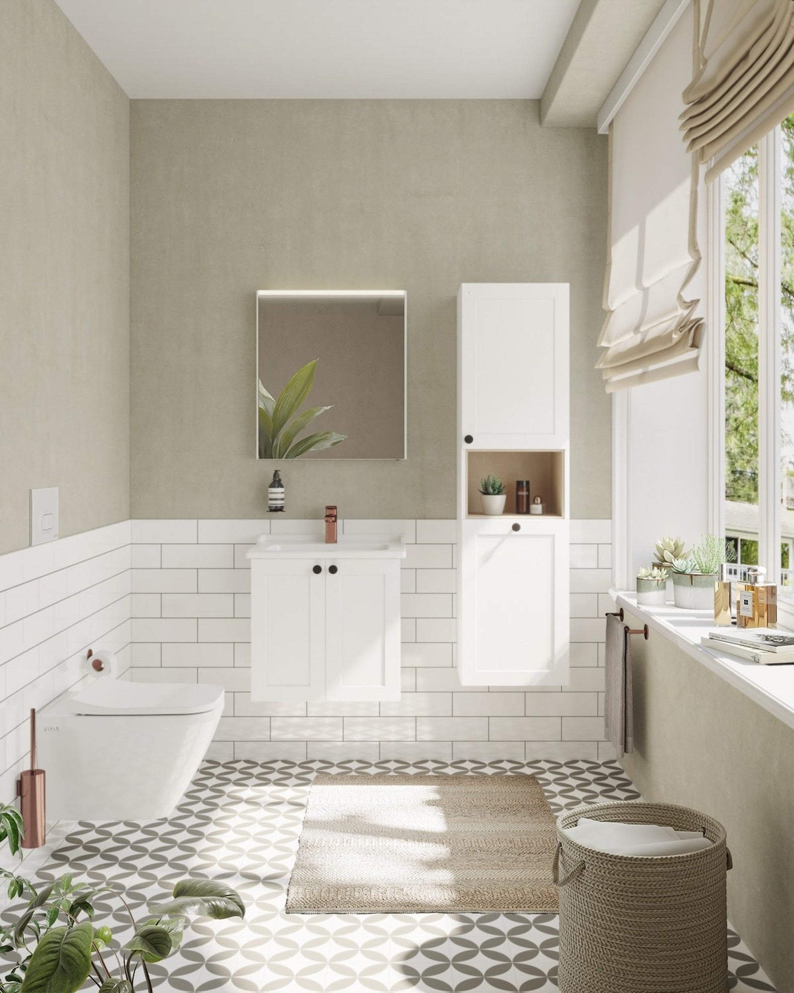 HRD 40cm 2 Door Semi-Tall Unit w/Laundry Basket