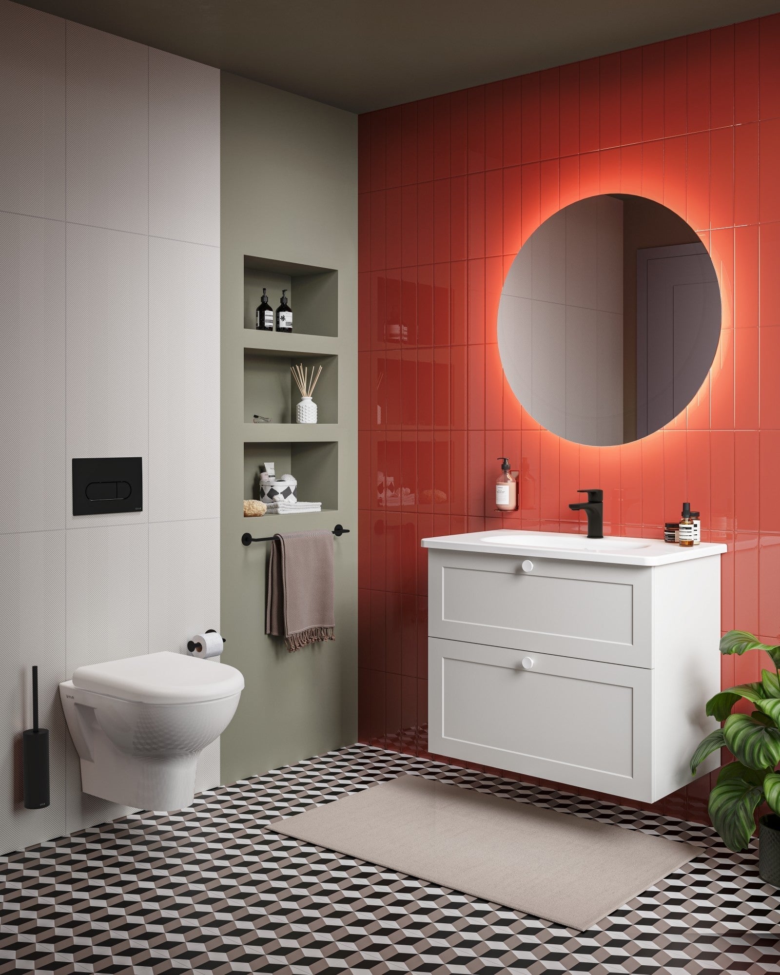 HRD 80cm 2 Drawer Slim Washbasin Unit