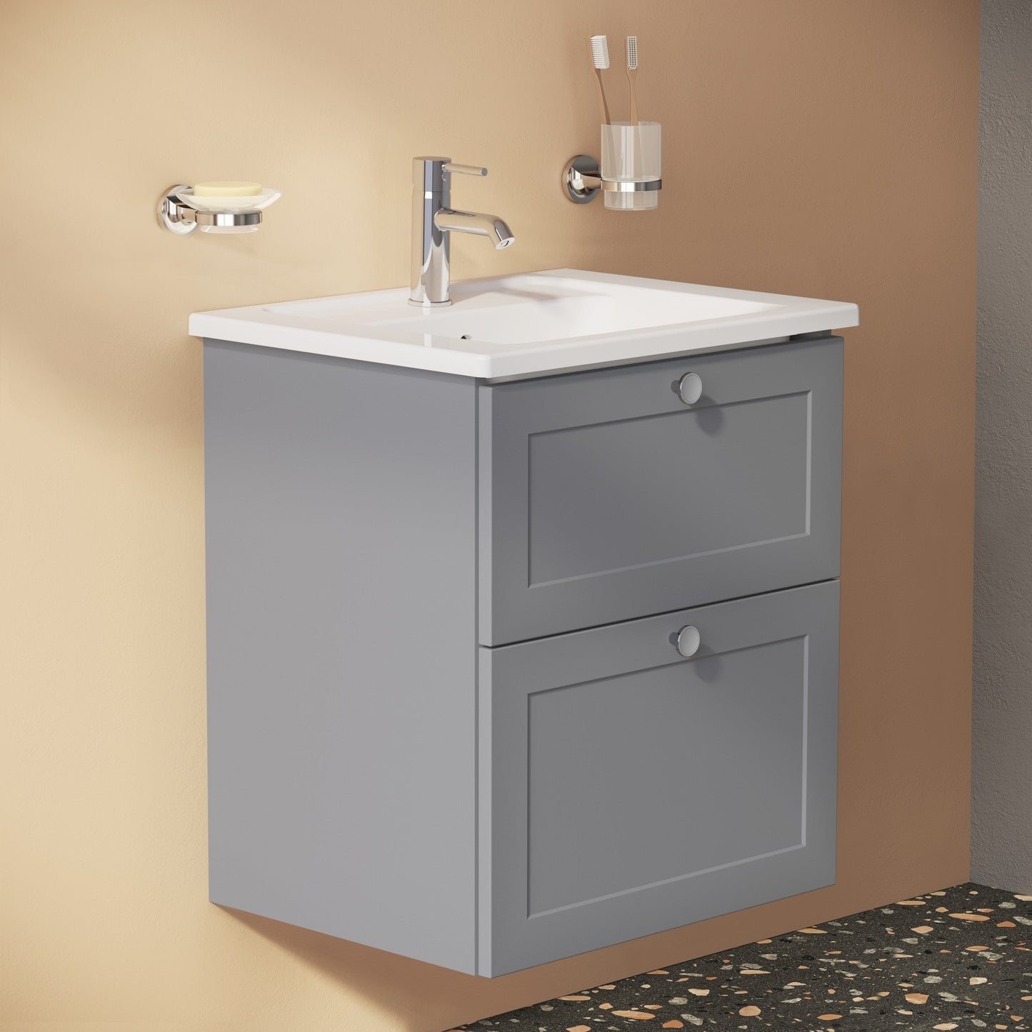 HRD 60cm 2 Drawer Washbasin Unit