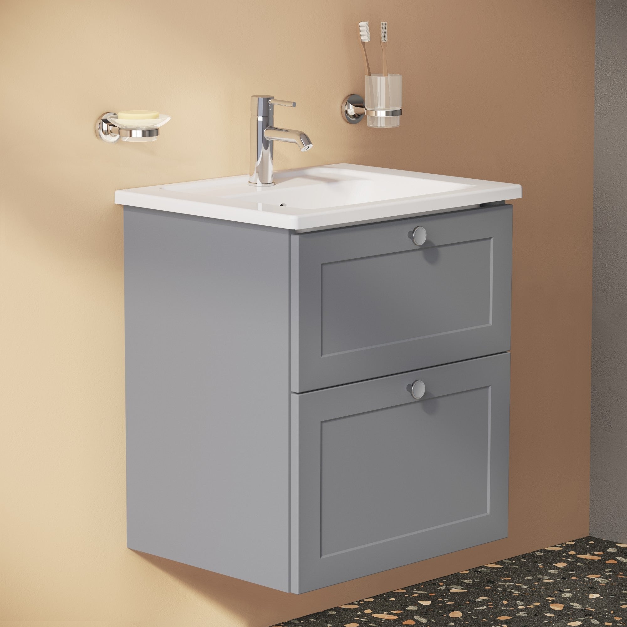 HRD 60cm 2 Drawer Washbasin Unit