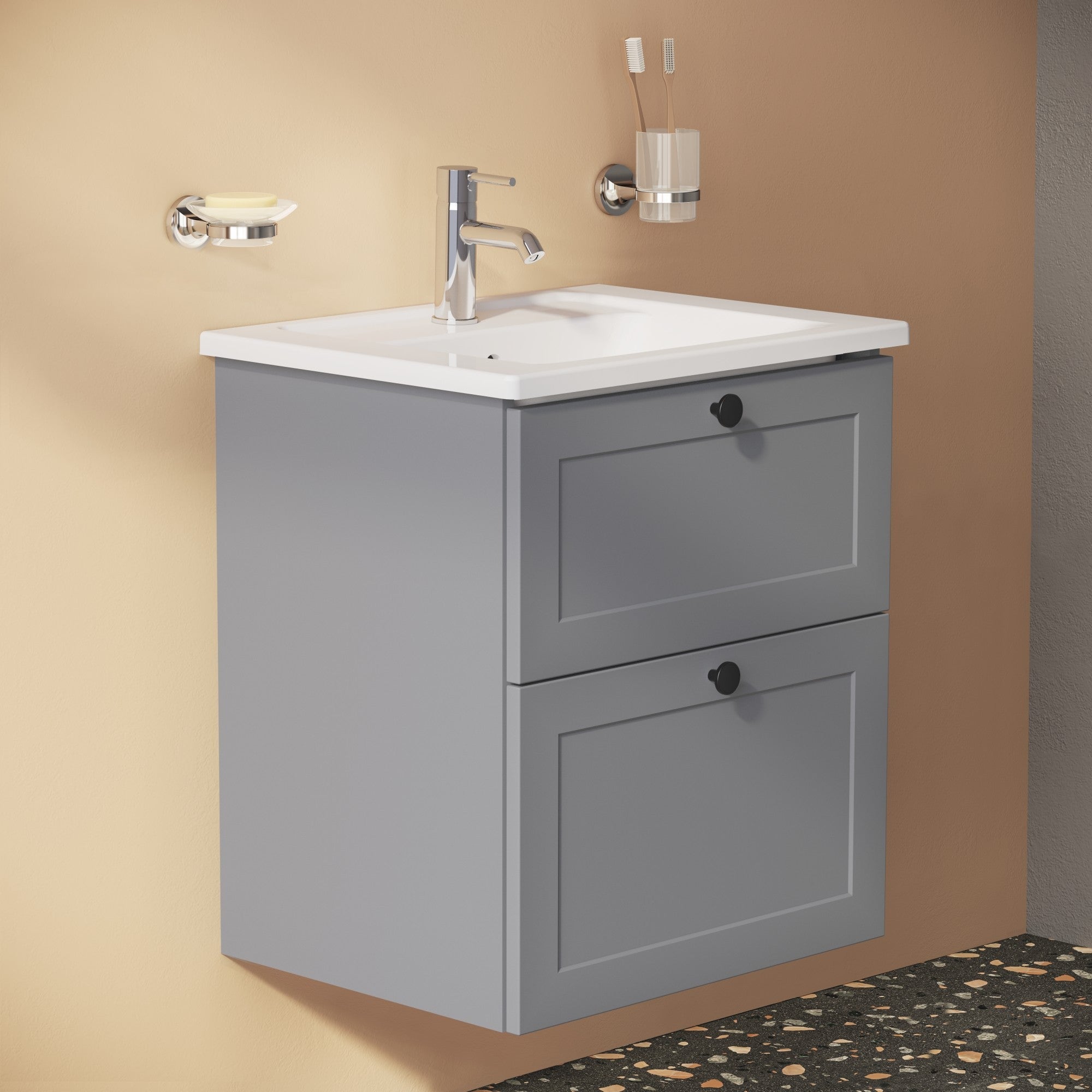 HRD 60cm 2 Drawer Washbasin Unit