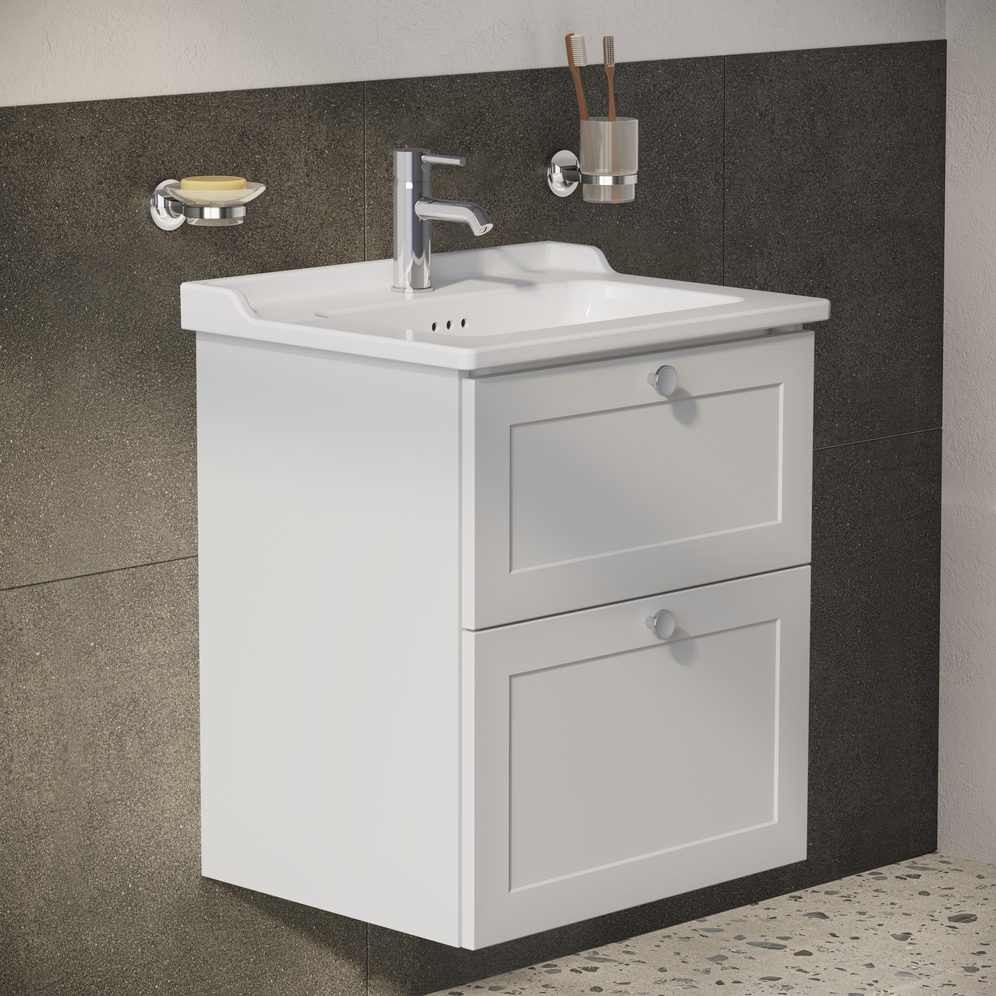 HRD 60cm 2 Drawer Washbasin Unit