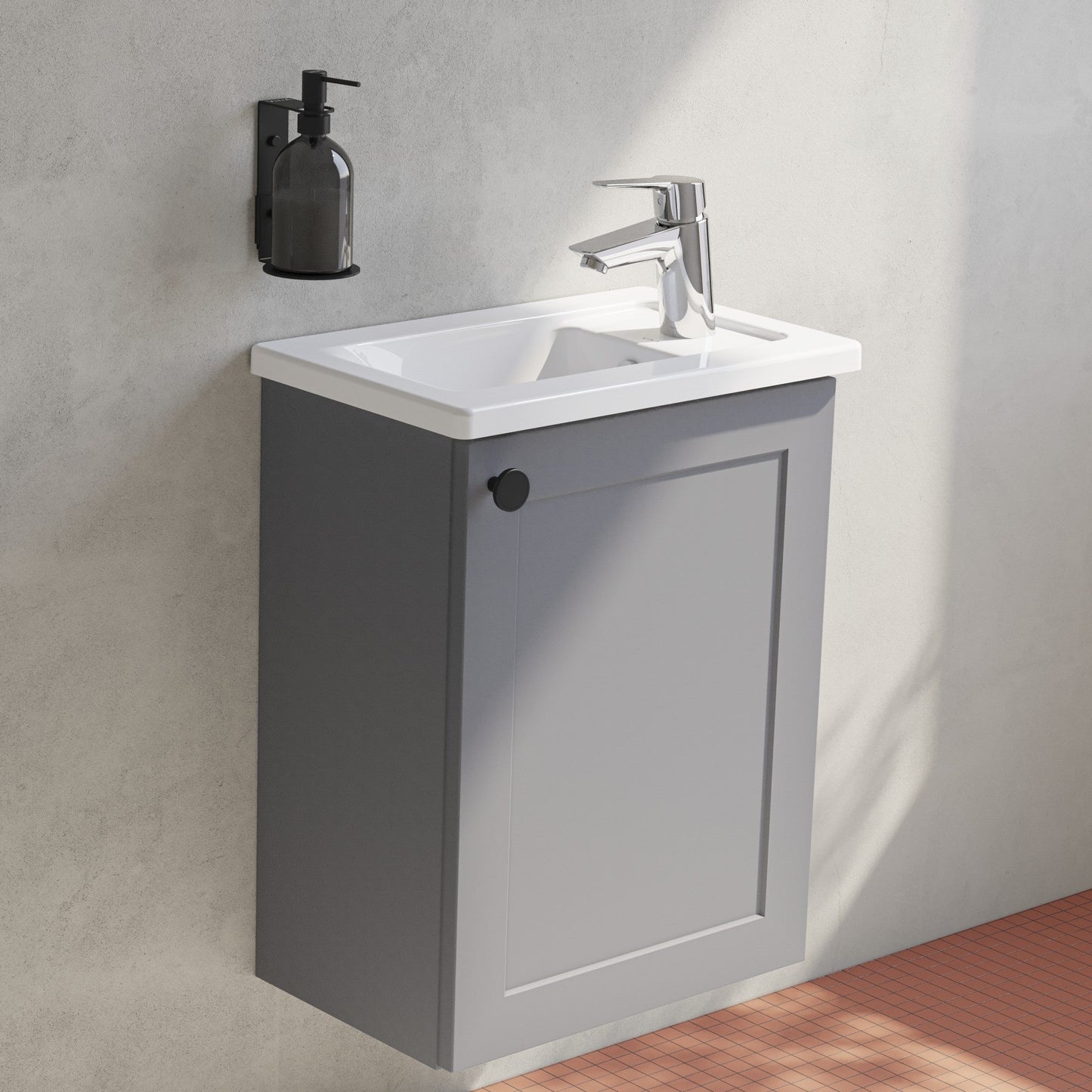 HRD 40cm 1 Door Wall Hung Slim Washbasin Unit