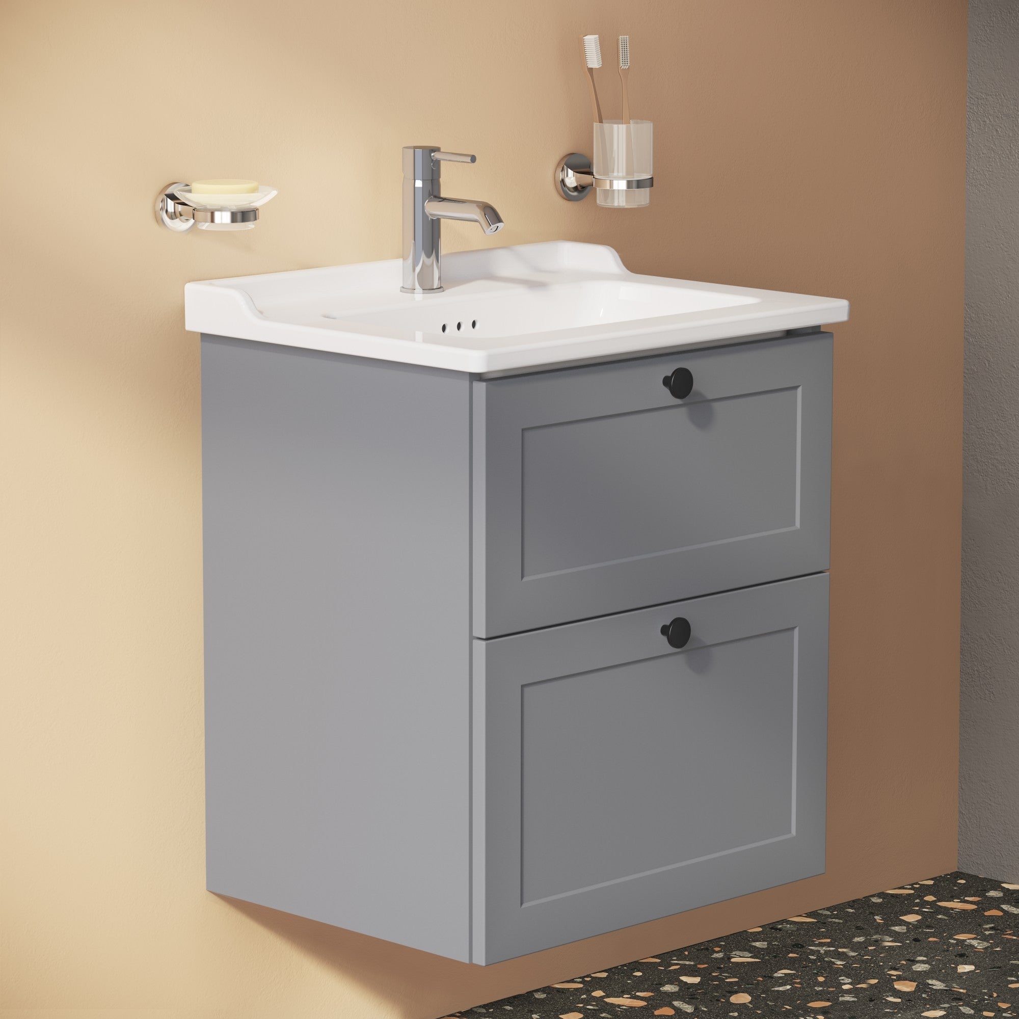 HRD 60cm 2 Drawer Washbasin Unit