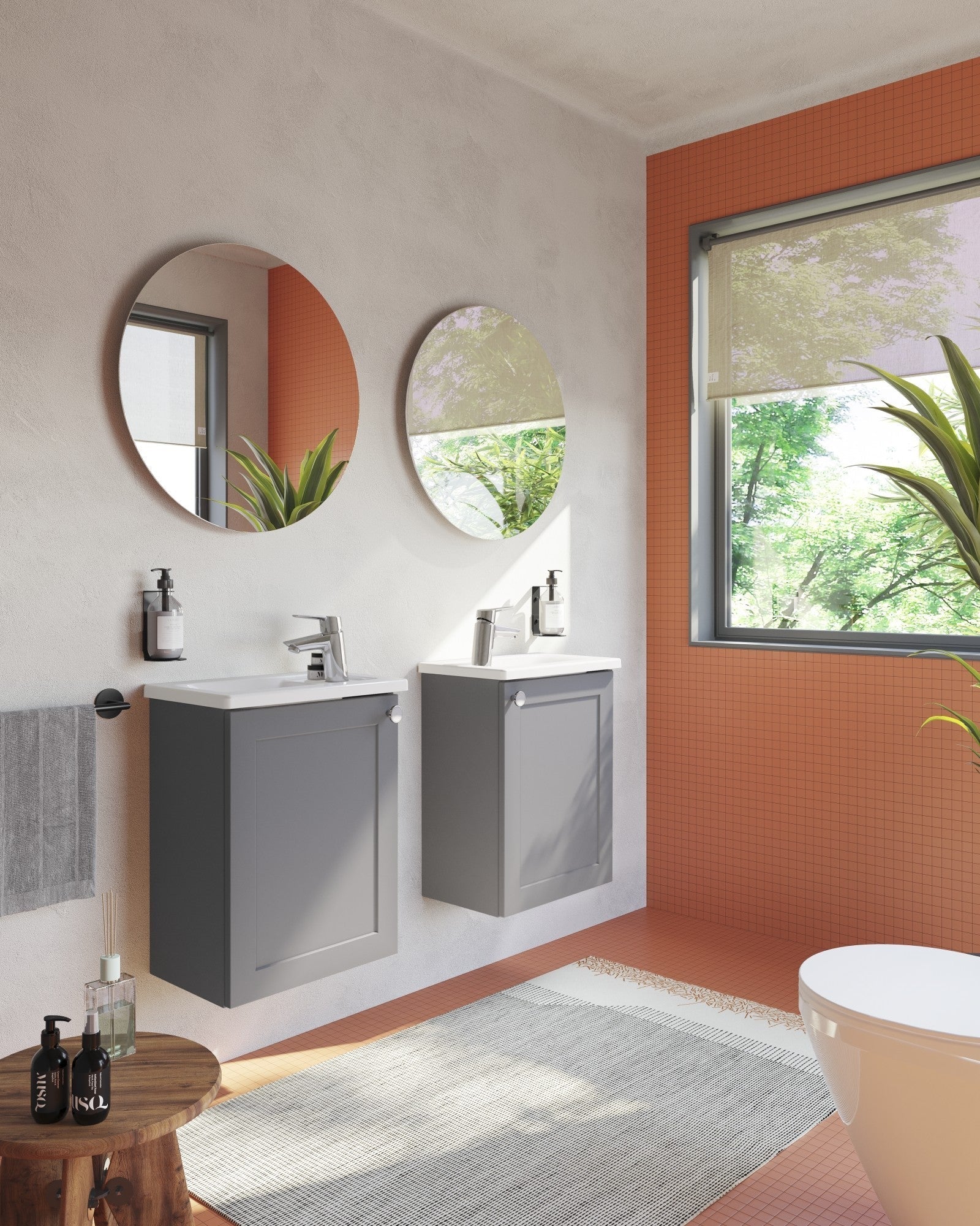 HRD 40cm 1 Door Wall Hung Slim Washbasin Unit