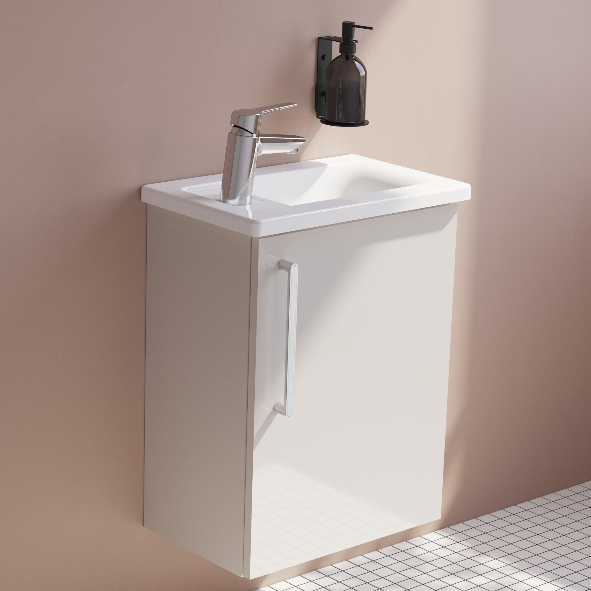 HRD 40cm 1 Door Wall Hung Slim Washbasin Unit