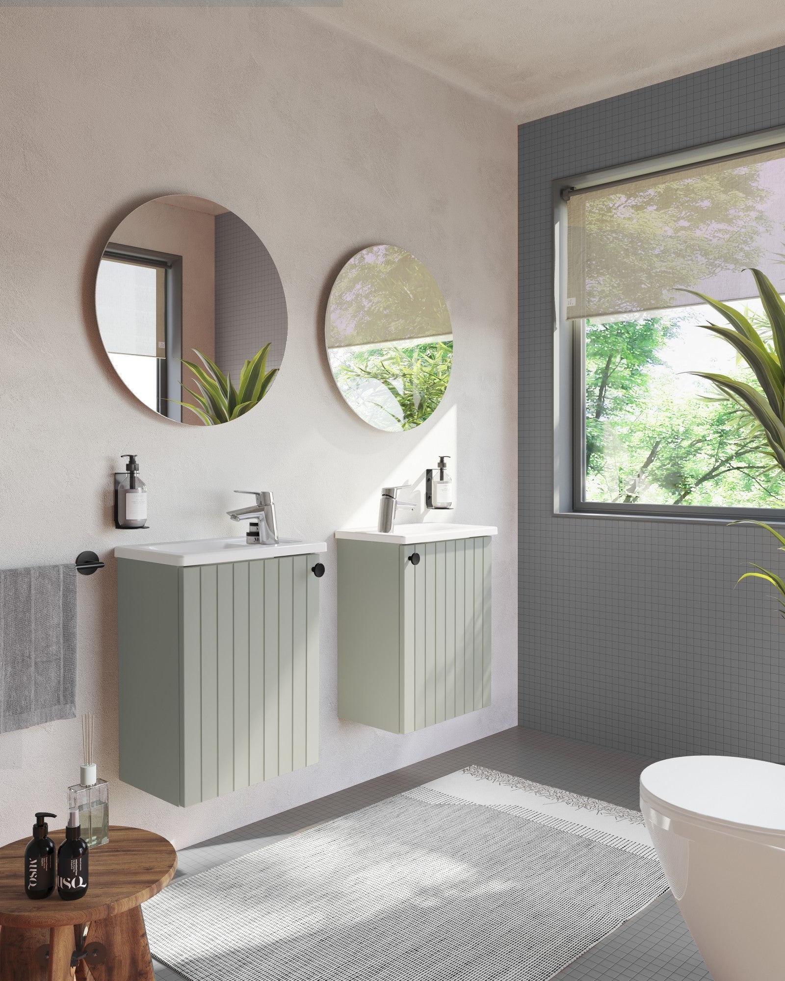 HRD 40cm 1 Door Wall Hung Slim Washbasin Unit