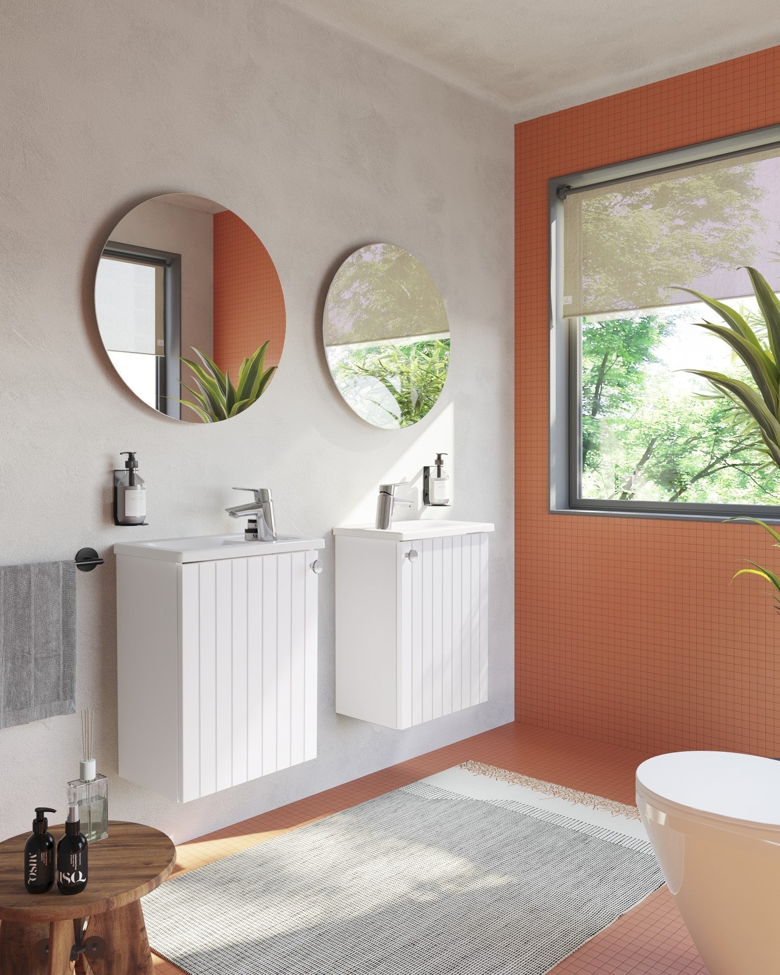 HRD 40cm 1 Door Wall Hung Slim Washbasin Unit