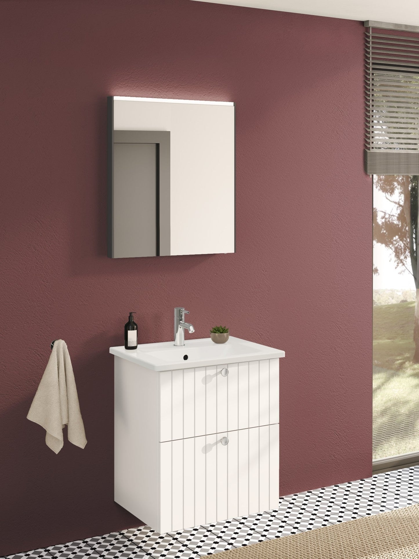 HRD 60cm 2 Drawer Washbasin Unit