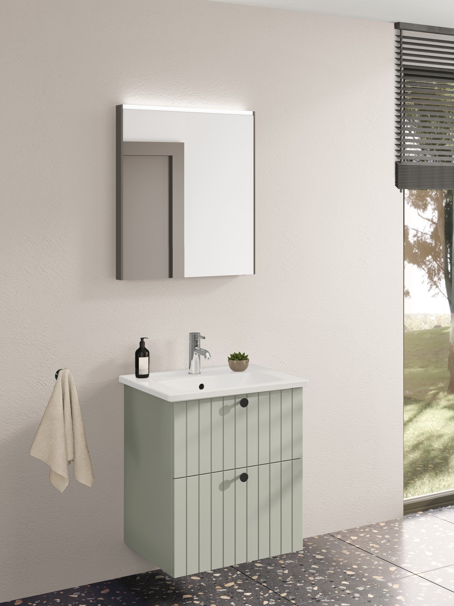 HRD 60cm 2 Drawer Washbasin Unit