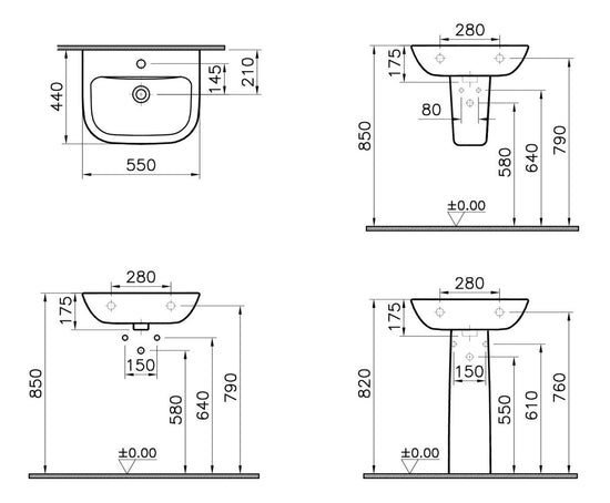 HRD 550x440mm 1TH Basin Only