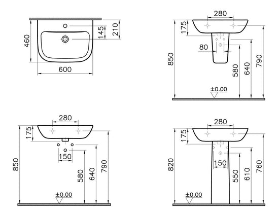 HRD 595x455mm 1TH Basin Only