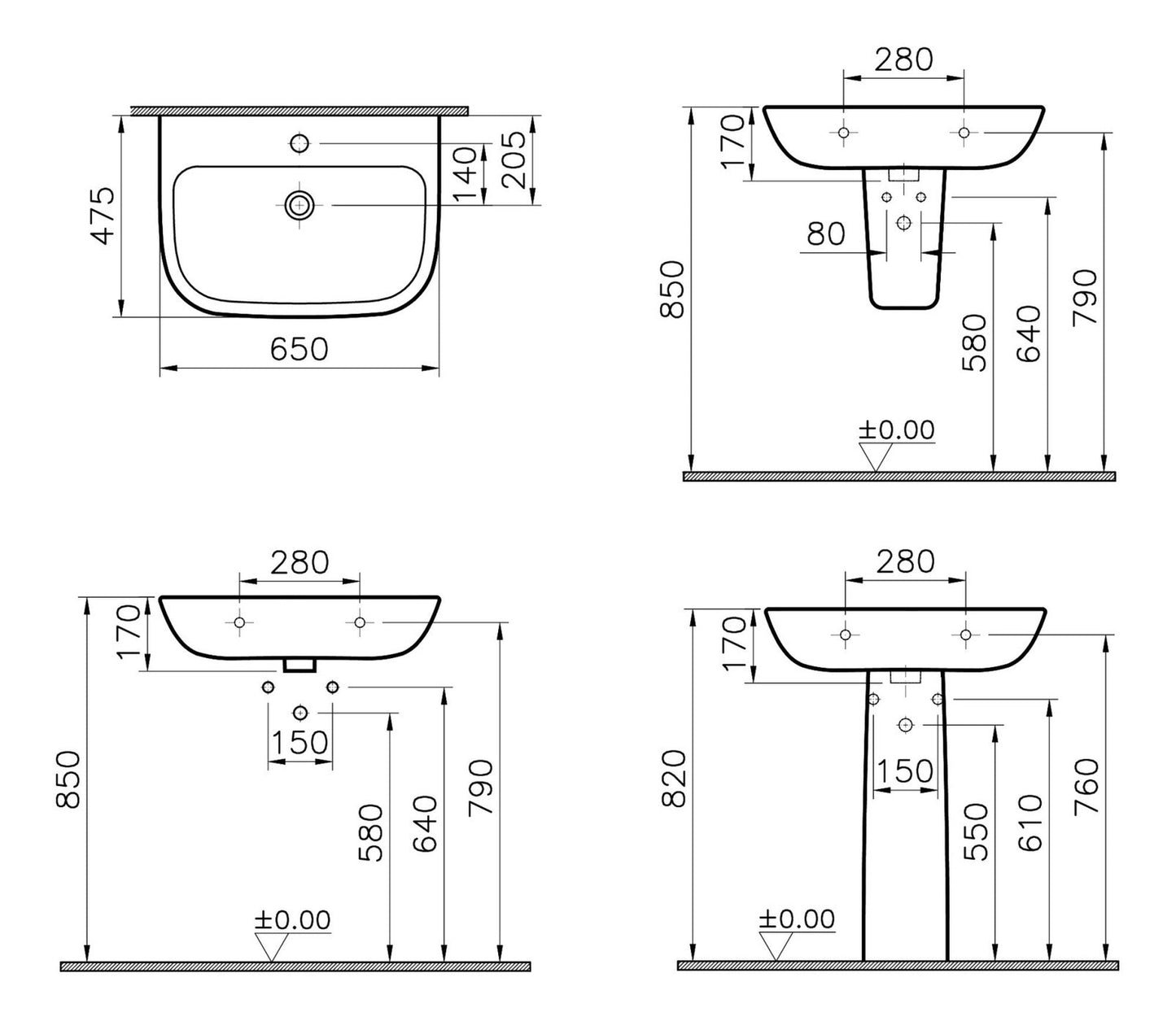 HRD 650x465mm 1TH Basin Only