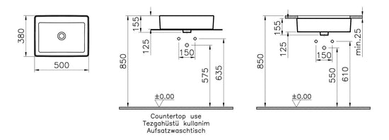 HRD 500x380mm 0TH Basin (No Overflow)